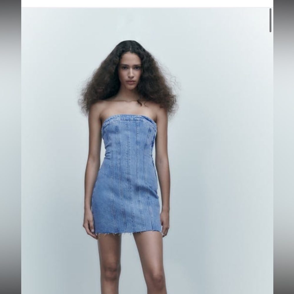 Zara Denim bandeau Mini Dress EUC small